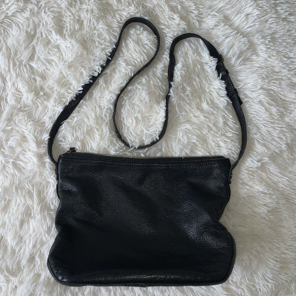 American Leather Co Black Soft Leather Crossbody Handbag Adjustable Strap